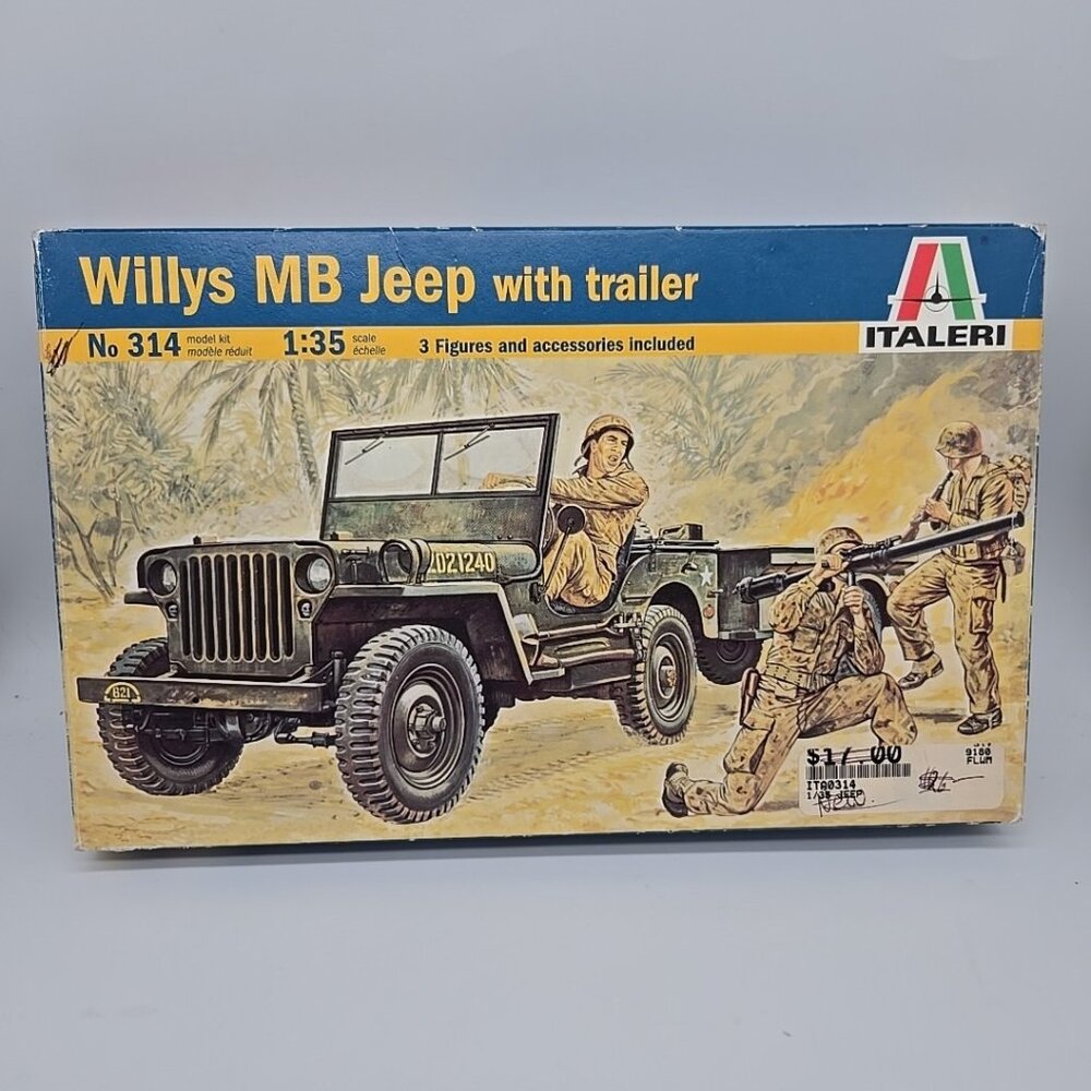 Italeri 1/35 Willys MB Jeep and Trailer 314 WWII Military Vehicle Model Kit
